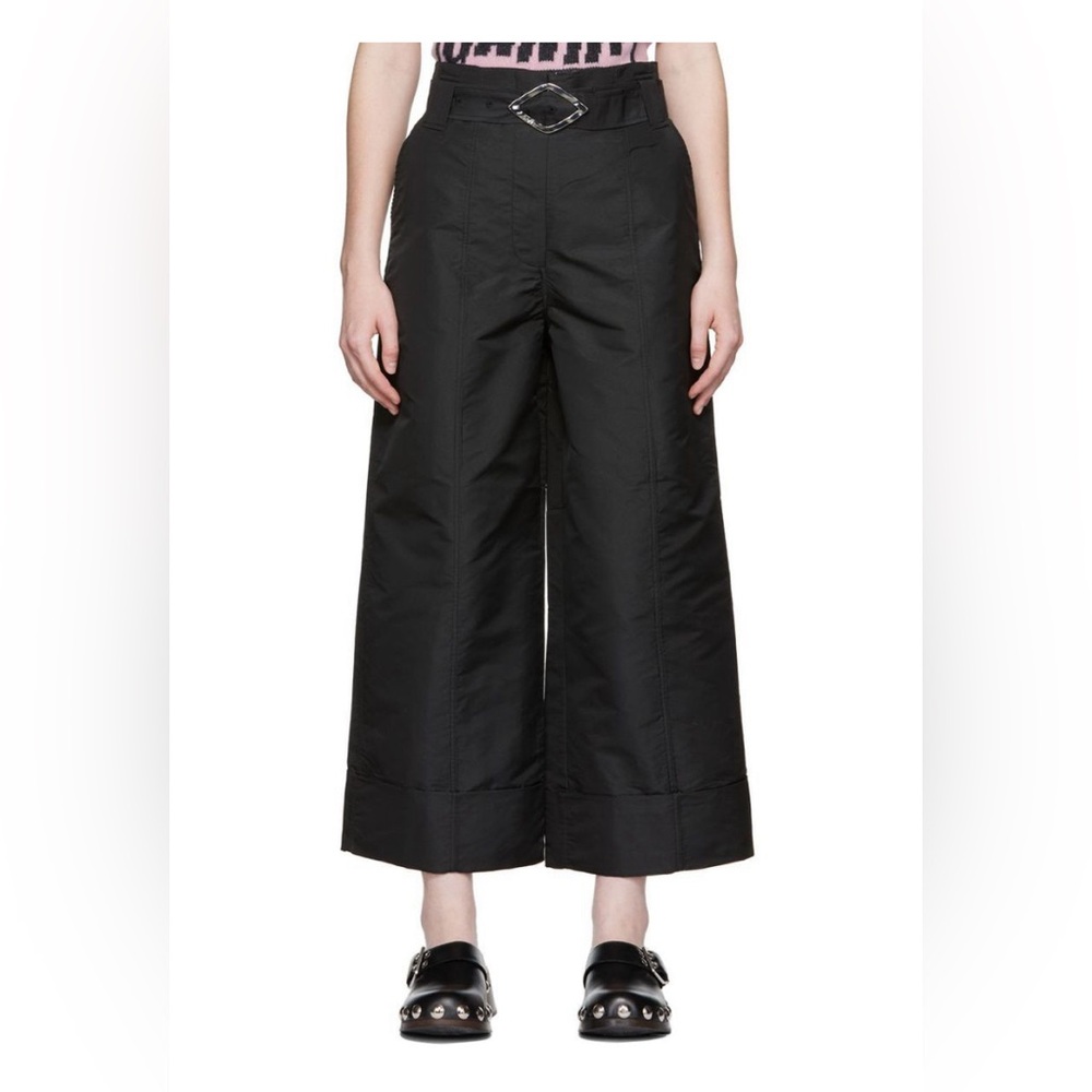 Tags on GANNI taffeta belted cropped pants